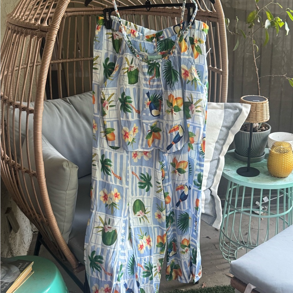 ✨NWT✨ Matching Set - Tank & Flowy Pants Tropical Boho - Size Large